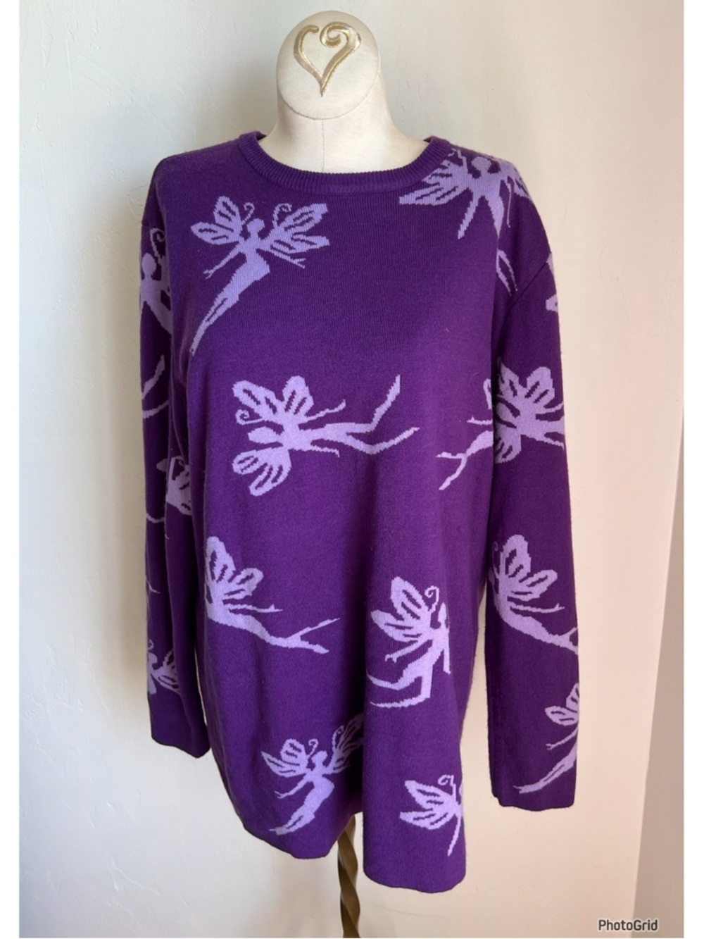 Dollskill Delia’s Oversized Purple Fairy Intarsia Sweater XS